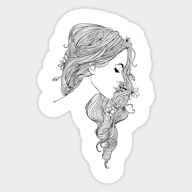 Floral Hair 1 Sticker by EveFarb